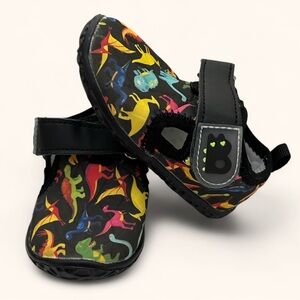 5C NWOT Black Rainbow Dino Print Quilted Velcro Strap Sandals Kidcore Summer